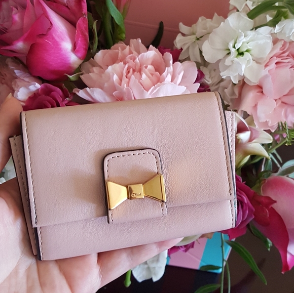 Chloe Handbags - Chloe Blush Leather Bobbie Mini Bow Wallet